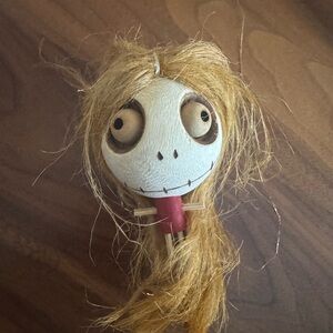 Halloween decor Unique Wooden Doll with Long Hair